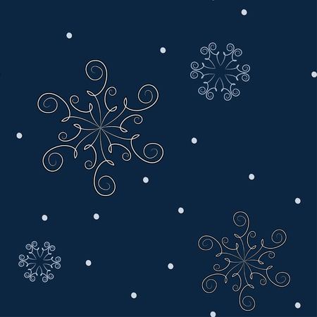 Snowflakes - seamless pattern in dark and light blue colorsのイラスト素材
