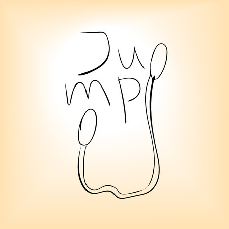 Hand drawn skipping rope with text JUMPのイラスト素材