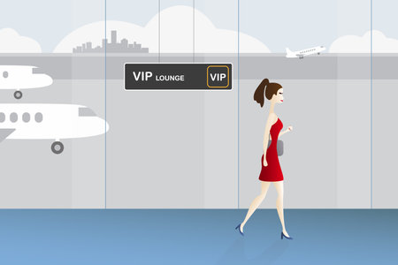 Woman walking to VIP lounge at the airportのイラスト素材