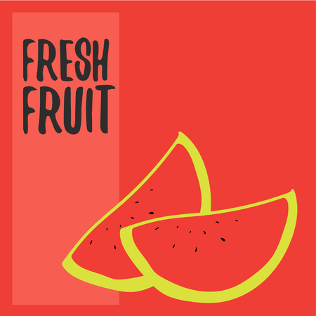 Hand drawn watermelon with text FRESH FRUITのイラスト素材