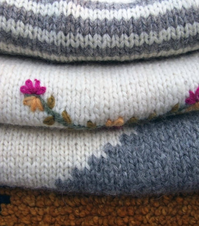 Pile of sweatersの写真素材