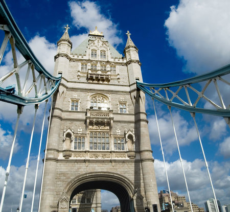 Historic Tower Bridge, over the Thames River, London, England.