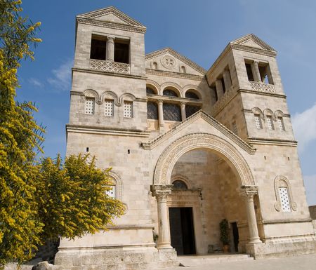 Lovely little jewel of a church on Mount Tabor, Galilee, Israel - the site of the Transfiguration.の写真素材