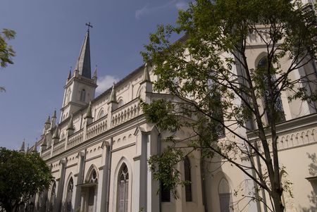 Historic church in the Chijmes complex, Singaporeの写真素材