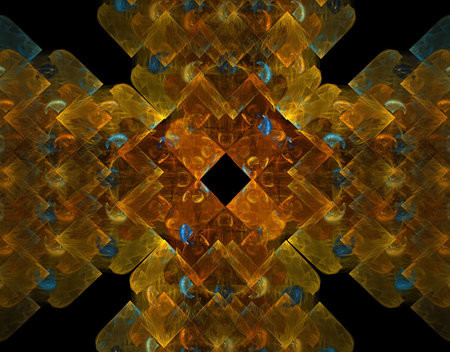 Golden and lapis squares on this cross like design.の写真素材