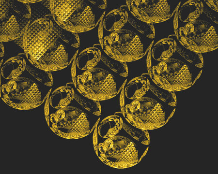 Fantastical golden globes in this fractal pattern.の写真素材