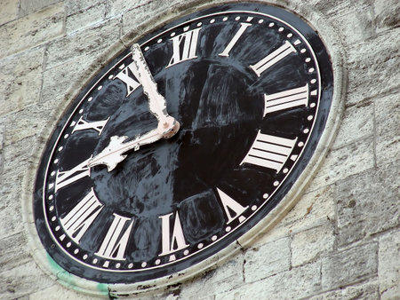 An old clock tower in the historic Dockyards, Bermuda.          