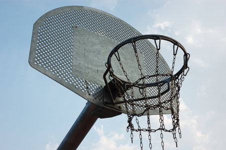 basketball goal against the sky in a sportsの写真素材