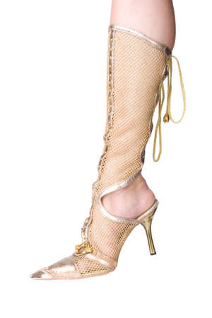 The young beautiful girl in beautiful clothes on a white backgroundの写真素材