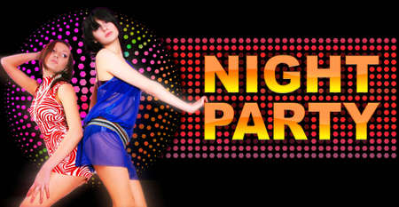 The young beautiful girls dancing in a night clubの写真素材