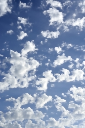 Blue sky with clouds in spring in ibizaの写真素材