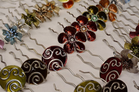 Object to hold the hair in various models and colorsの写真素材