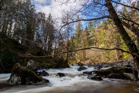 Black Linn falls scottish highlands long exposureの写真素材