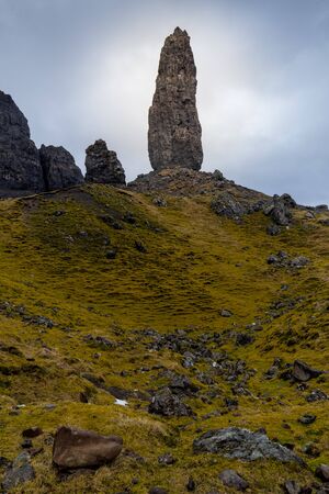 Old man of Storr Pinnacle Rock Isle of Skye Scotlandの写真素材