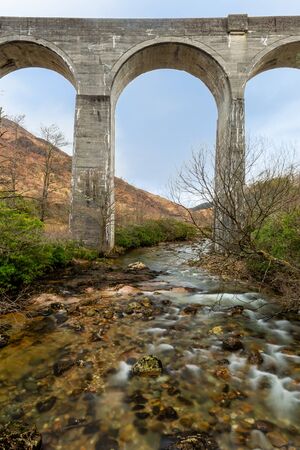 Glenfinnan viaduct river view long exposureの素材 [FY310144765345]