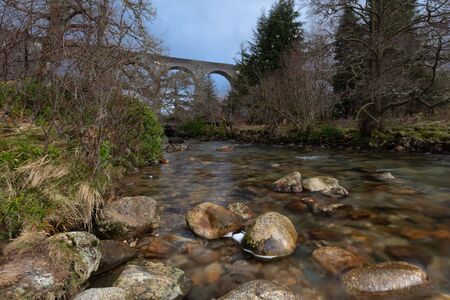 Glenfinnan viaduct river view long exposureの写真素材