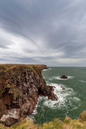 Rough scottish north east coast long exposure extreme clouds sky long exposure hdrの写真素材