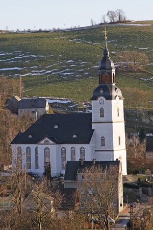 large white church on a spring afternoonの写真素材