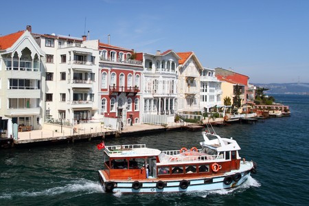 beautiful mansions alongside the Bosporus at the sea near Istanbul,Turkeyの写真素材