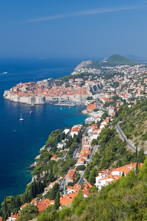 old town of Dubrovnik with surrounding area at the sea, Croatiaの写真素材