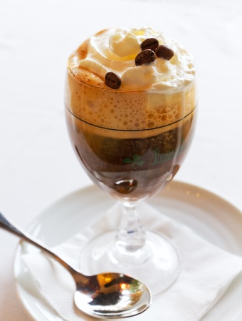 nice Irish coffee with generous measure of whipped cream and Whiskey to warm you upの写真素材