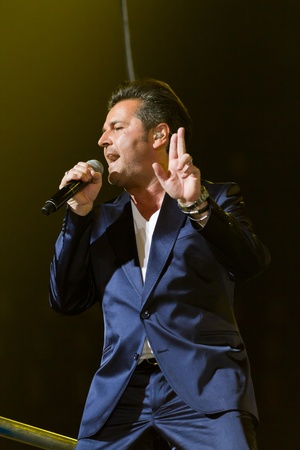 ZURICH-DEC. 03: Singer Thomas Anders performs at Sixday-Nights Zürich 2011 at Zurich December 03, 2011 in Zurich SUI. He was lead singer of Modern Talking and now singer of duo Anders Fahrenkrog.のeditorial素材