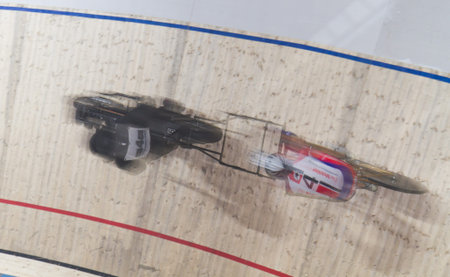 ZURICH-DEC. 03:  Cyclist Birrer Mario competes in motorbike driven stayer race at Sixday-Nights...