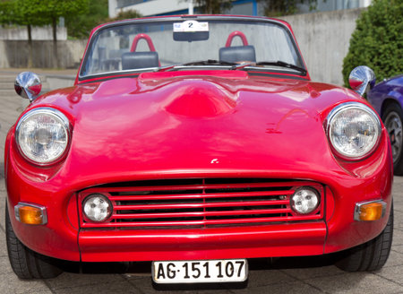 MUTSCHELLEN, SWITZERLAND-APRIL 29: Vintage race car TRIUMPH SPITFIRE GT6 from 1966 on display at...