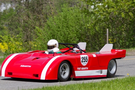 MUTSCHELLEN, SWITZERLAND-APRIL 29: Vintage race car Fiat Abarth V8 from 1971 at Grand Prix in Mutschellen, SUI on April 29, 2012.  Invited were vintage sports cars and motorbikes.のeditorial素材