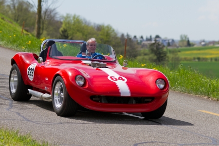 MUTSCHELLEN, SWITZERLAND-APRIL 29: Vintage race touring car Cheetah GTC R from 1964 at Grand Prix in Mutschellen, SUI on April 29, 2012.  Invited were vintage sports cars and motorbikes.のeditorial素材