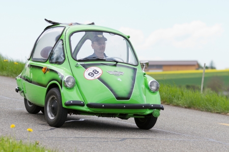 MUTSCHELLEN, SWITZERLAND-APRIL 29: Vintage car Heinkel 154 from 1959 at Grand Prix in Mutschellen, SUI on April 29, 2012.  Invited were vintage sports cars and motorbikes.のeditorial素材