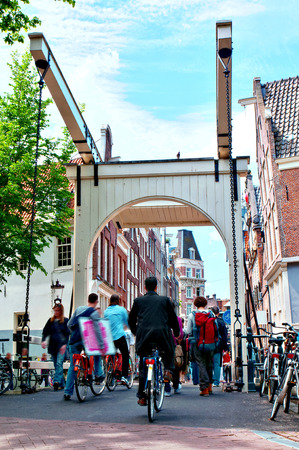 Typical Street Scenery in Summer, Amsterdam, Netherlands のeditorial素材