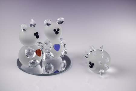 Crystal bears on a white backgroundの写真素材