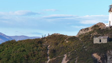 A group of tourists at the lighthouse
