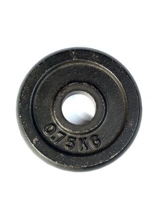 Old dirty dumbbell plate isolated on white background.の写真素材