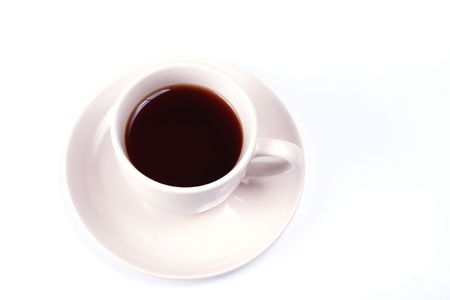 Bright cup full of strong tea isolated on white background.の写真素材