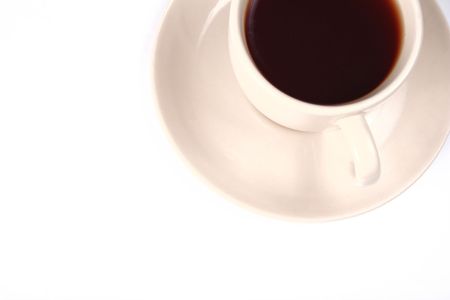 Bright cup full of strong tea isolated on white background.の写真素材