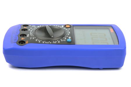 Proffesional, modern, blue multimeter over white background.の写真素材