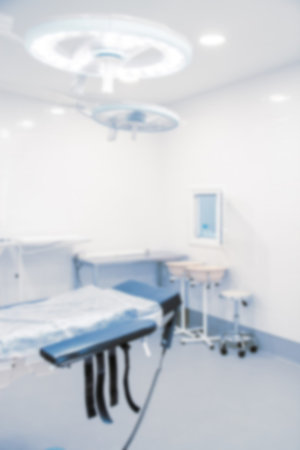 Blurry empty interior operating room and modern equipment in hospital.Medical device for surgeon...