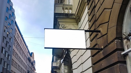 Large Outdoor City Urban White Blank Advertisement Billboard Banner Sign Mock Up .Isolated Templateの写真素材