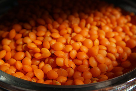 red lentils in a glass bowl