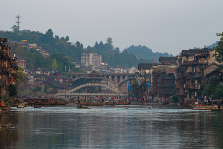Fenghuang Ancient City landscape scenery viewのeditorial素材