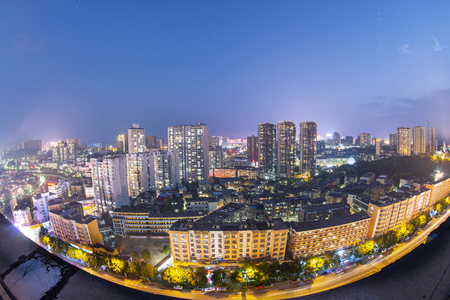 Night view in Shaoyang, Hunanのeditorial素材