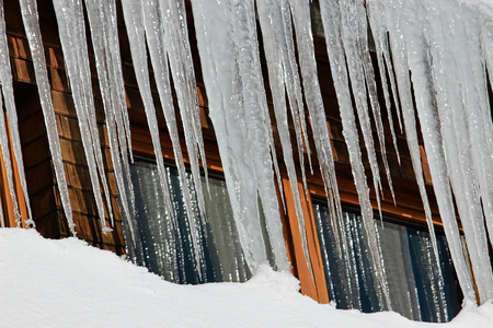 Icicles in the black forest, germanyの写真素材