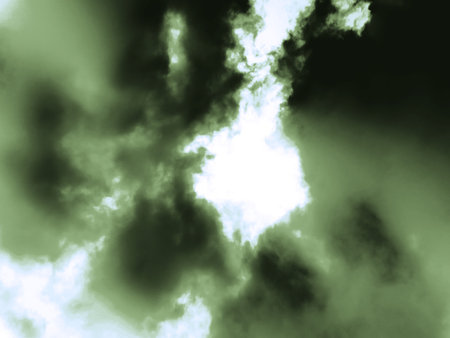 Beautiful abstract color white and green on black background and gray cloudの写真素材
