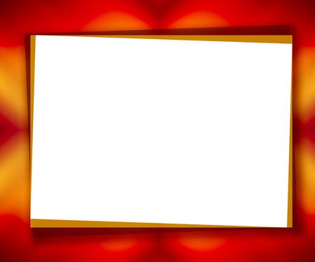 Red universal background with large text place as white piece of paper. Abstract mockup frame. Template bright colored design for card, postcard, scrapbook, photo album, poster, flyer, booklet, presentationの写真素材