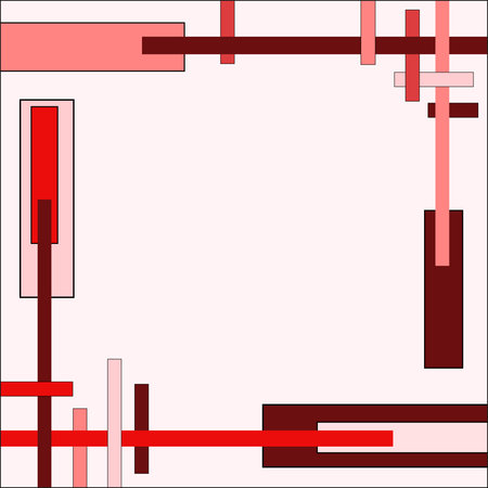 Technology frame of red sticks, strips and rectangles. Geometric pattern, flat graphic. Abstract vector background, template with copy space for flyers, posters, art layouts, invitations, wallpapers, web siteのイラスト素材