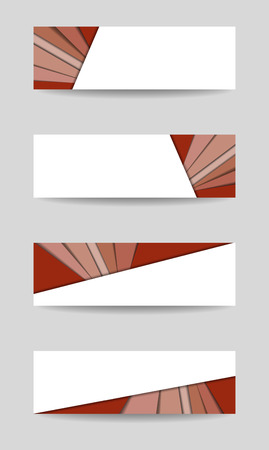 Set of four banner, header, footer templates. Red pattern, white background for text. Modern vector layout for cards, promotion, advertising, marketing, corporate styleのイラスト素材
