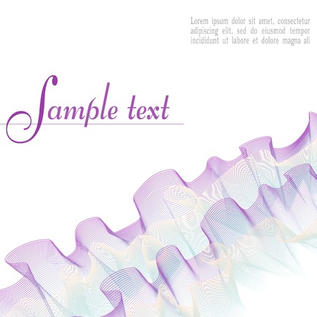 Elegant layout with colored ruched ribbon imitation. Abstract purple, beige, green waving background. Modern art line design. Vector template for invitation, greeting card, leaflet, flyer, placard, poster. EPS10 illustrationのイラスト素材