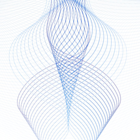 Technology geometric pattern. Line art ornamental design element. Blue and purple squiggle waving...